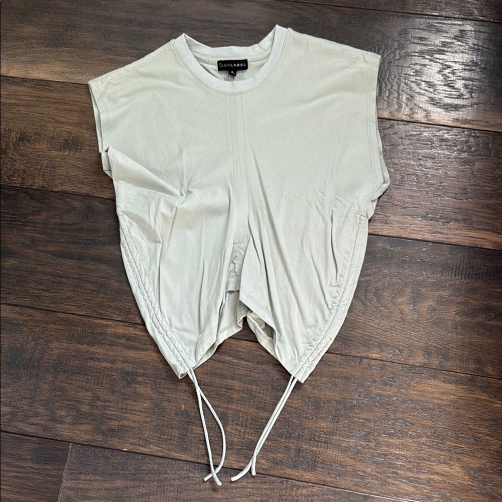 JLUXLABEL Green Sleeveless Muscle Tee with Tie Front